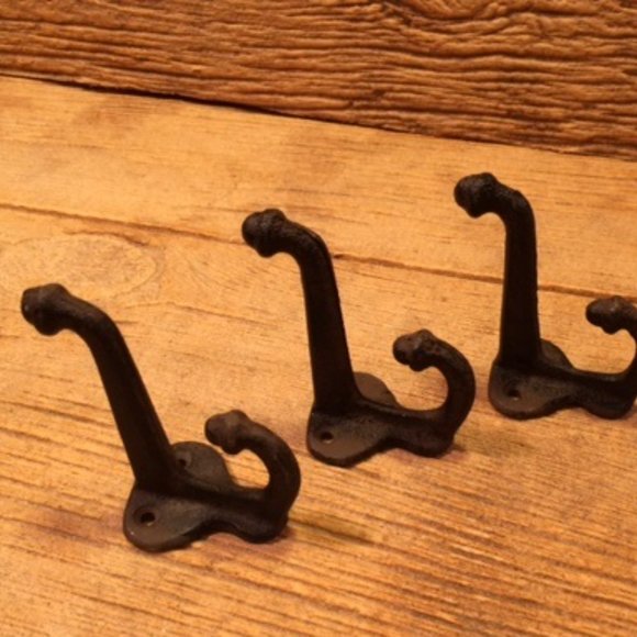 Two (2) Cast Iron Black Double Acorn Wall Hooks 3" Deep Two (2) 0170-531705 B - Picture 13 of 16